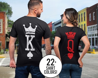 Camisas King Queen, Camisas King y Queen, Camisas de parejas, Camisas King Queen Set, Camisas a juego de pareja, Reina de corazón, Camisa de pareja