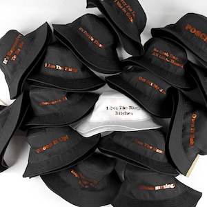Custom Bucket Hat, Personalized Bucket Hat, Custom Summer Bucket Hat, Custom Logo or Text Black Bucket Hat, Adult Unisex Customized, Custom