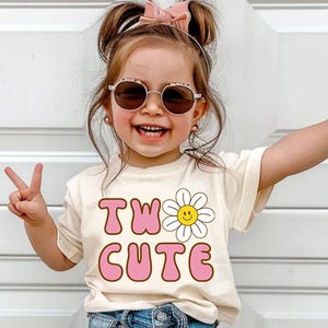 Two Cute Birthday Shirt, Girls Birthday Tee, Second Birthday Girl Natural Shirt, Two Year Old Birthday Tee, 2nd Birthday Toddler Girls Shirt