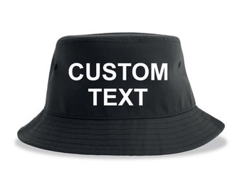 Custom Bucket Hat, Personalized Bucket Hat, Custom Summer Bucket Hat, Custom Logo or Text Black Bucket Hat, Adult Unisex Customized, Custom