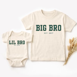 Chemises assorties en coton bio Big Bro Lil Bro - faire-part de grossesse, t-shirt Big Brother, body pour bébé Little Brothe, frère assorti