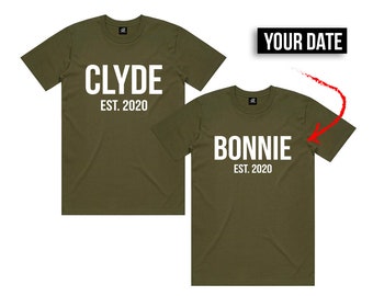 Green Turtle T-Shirts Couple Duo de Choc Bonnie /& Clyde