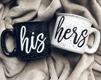 Christmas Gifts, His and Hers Mug, Mr and Mrs Mugs, Campfire Mug, Camp Mug, Cute Mugs, Newlywed Gift, Couples Mugs, Wedding Gift, Best Gift