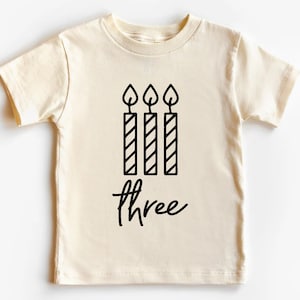 Chemise pour tout-petit 3e anniversaire, chemise d'anniversaire pour enfants, t-shirt naturel pour tout-petit troisième anniversaire, j'ai trois ans, chemise de fête d'anniversaire, chemise de trois ans