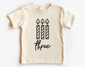 Chemise pour tout-petit 3e anniversaire, chemise d'anniversaire pour enfants, t-shirt naturel pour tout-petit troisième anniversaire, j'ai trois ans, chemise de fête d'anniversaire, chemise de trois ans