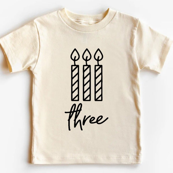 3rd Birthday Toddler Shirt, Kids Birthday Shirt, Third Birthday Natural Toddler Tee, Im Three, Birthday Party Shirt, Three Year Old Shirt