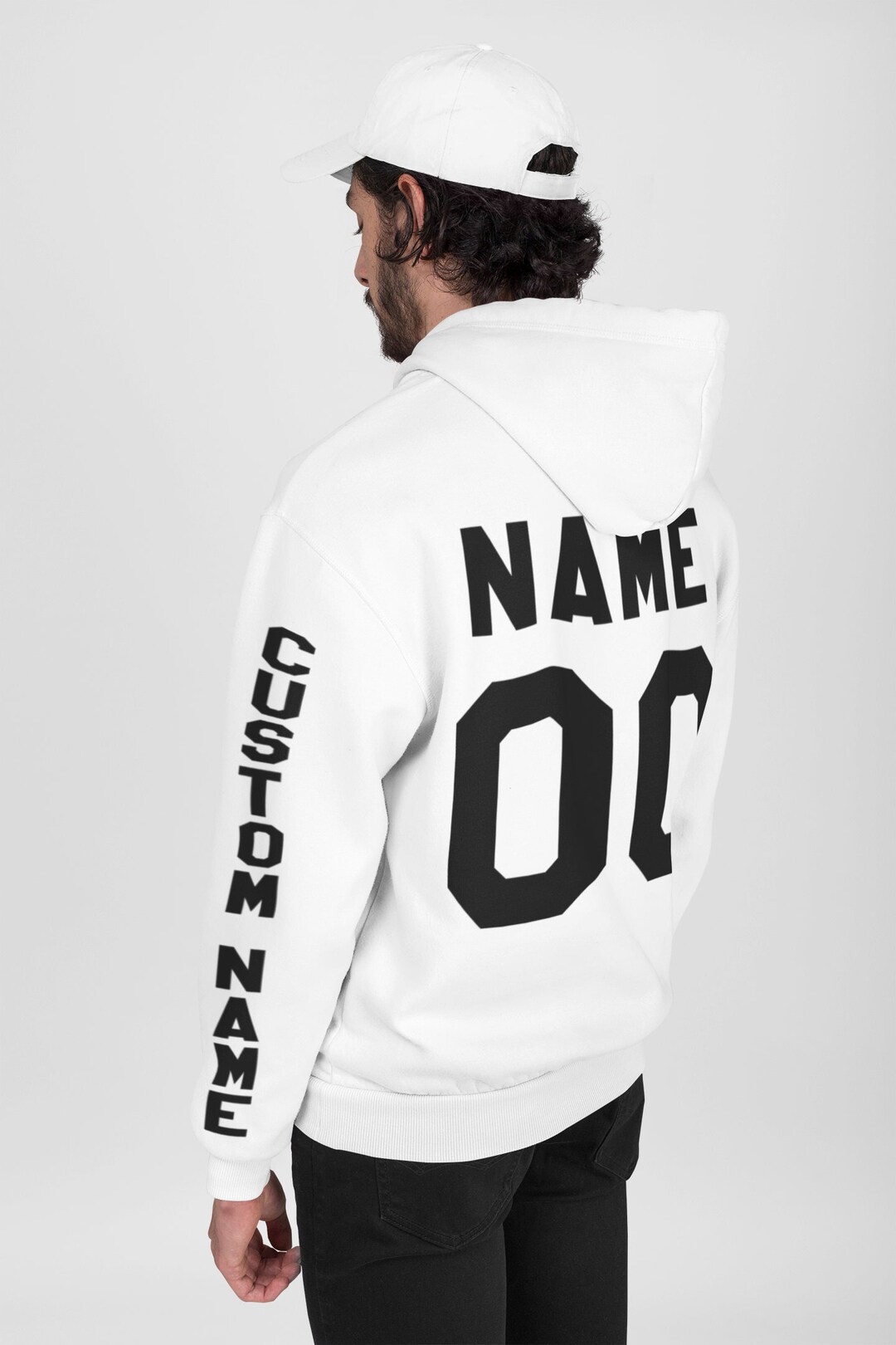 Personalisiertes Unisex Hoodie – Für Damen/Herren, Teamkleidung, Event, Mit Hirsch-Motiv, Grau/schwarz | Kapuzenpullover, Maschinenwaschbar