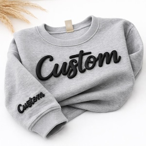 Aangepast sweatshirt met bladerdeeg, aangepaste 3D-hoodie met verhoogde tekst, gepersonaliseerde hoodie met verhoogde tekst, trendy 3D-letters, aangepast naamcadeau
