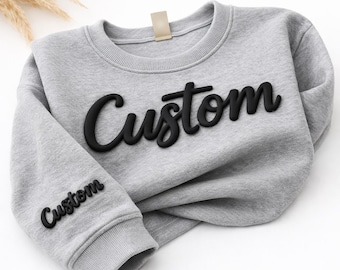 Sudadera personalizada con relieve en relieve, Sudadera con capucha personalizada con texto en relieve 3D, Sudadera con capucha personalizada con texto en relieve, Letras 3D modernas, Regalo con nombre personalizado