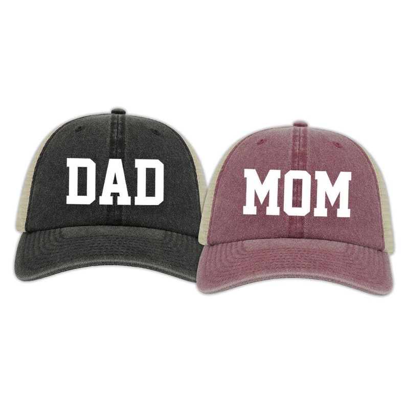 Mom and Dad Hats, Pregnancy Announcement Hat, Gender Reveal Hats, Pigment Dyed Baseball Caps, Unisex Hats, Vintage Style Caps, Matching Hats Black