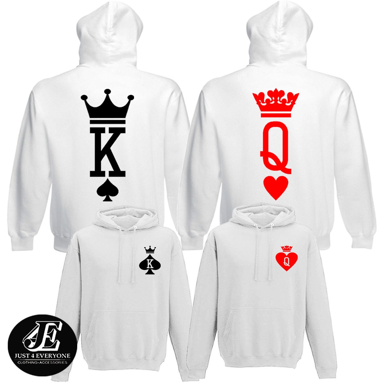  King & Queen Matching Couple Hoodie Set Valentine's Day Gift  His & Hers Women Hoodie Women Small/Men Small,Black : Clothing, Shoes &  Jewelry