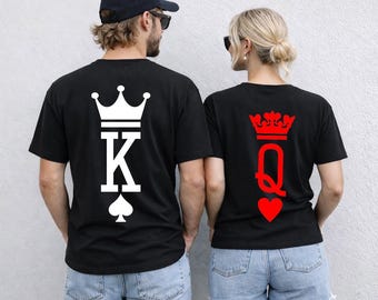 Camisetas de Rey y Reina, Camisetas de Rey y Reina, Camisetas de Pareja, Camisetas de Conjunto Rey y Reina, Camisetas a Juego para Pareja, Reina de Corazones, Camiseta de Pareja