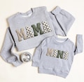 Mama and Mini Matching Sweatshirts, Mommy and Me Outfit, Knit Letter Design, Mother Daughter Set, Family Matching Gift product logo
