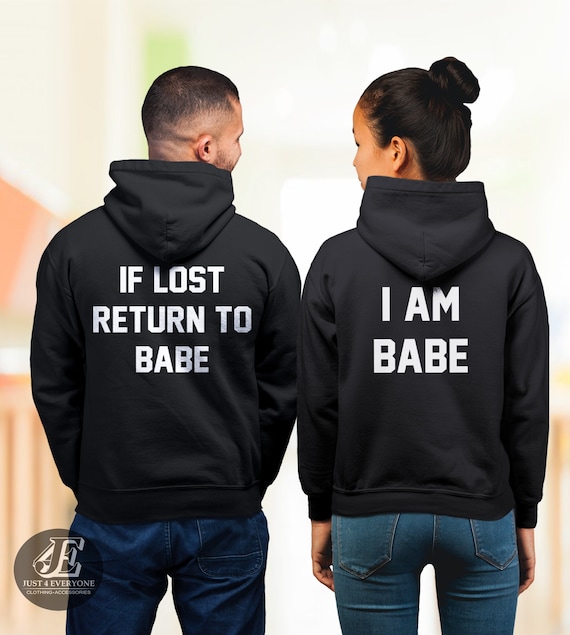 Left- 2XL / Right- L 365 Printing If Lost Return to Babe Cute Couples Graphic Hoodies Charcoal Grey Left- 2XL / Right- L 365 Printing If Lost Return to Babe Cute Couples Graphic Hoodies Charcoal Grey