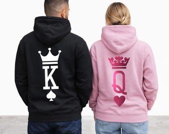 King Queen Hoodies, Set von King & Queen, Pärchen Pullover, Paare Sweatshirts, King Queen Pullover, King Queen Hoodie, Weihnachtsgeschenk