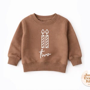 Sudadera de segundo cumpleaños, camiseta de cumpleaños para niño pequeño, sudadera de segundo cumpleaños, sudadera de cuello redondo de cumpleaños para niño de dos años, camiseta de segundo cumpleaños Mocha
