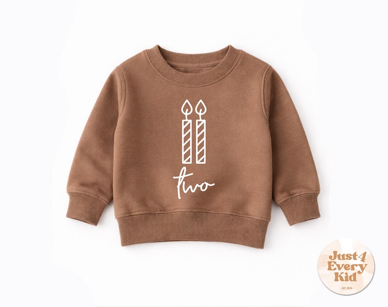 Sudadera de segundo cumpleaños, camiseta de cumpleaños para niño pequeño, sudadera de segundo cumpleaños, sudadera de cuello redondo de cumpleaños para niño de dos años, camiseta de segundo cumpleaños Mocha