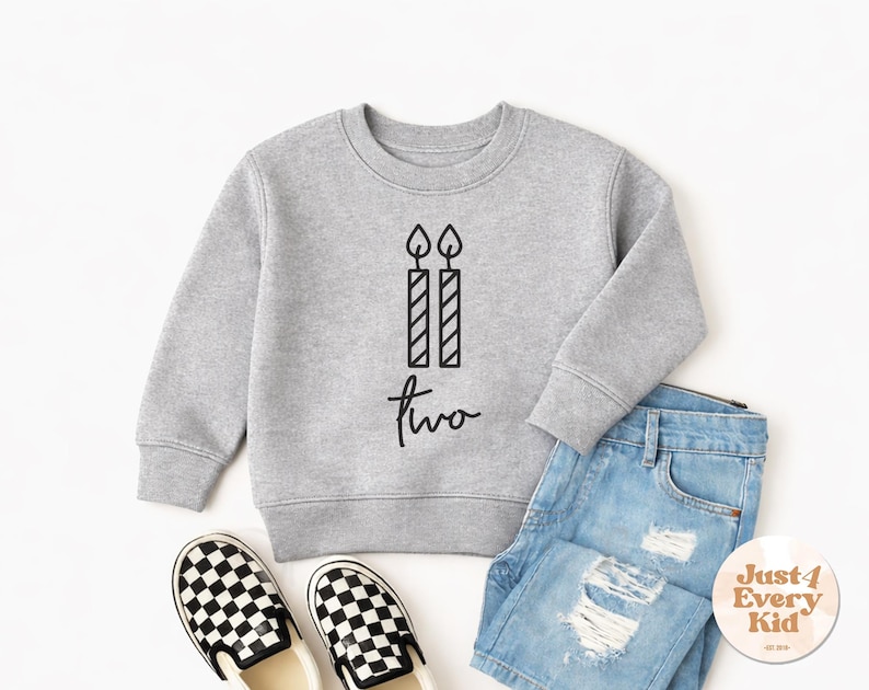 Sudadera de segundo cumpleaños, camiseta de cumpleaños para niño pequeño, sudadera de segundo cumpleaños, sudadera de cuello redondo de cumpleaños para niño de dos años, camiseta de segundo cumpleaños imagen 1