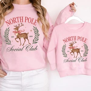 Mommy and Me Christmas Sweatshirts, North Pole Social Club Sweaters, North Pole Christmas, Matching Mom and Me Christmas, Christmas Gift
