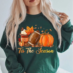 Tis&#39; The Season Fall Sweatshirt, Fall Football Sweatshirt, Football Shirt, Halloween Sweatshirt, Gamer Day, Tis The Season Sweatshirt
