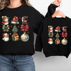 Coquette Christmas Family Sweatshirts, Christmas Elements Jumper, Retro Holidays Pullover, Matching Mom and Me Sweatshirts, Xmas Gifts