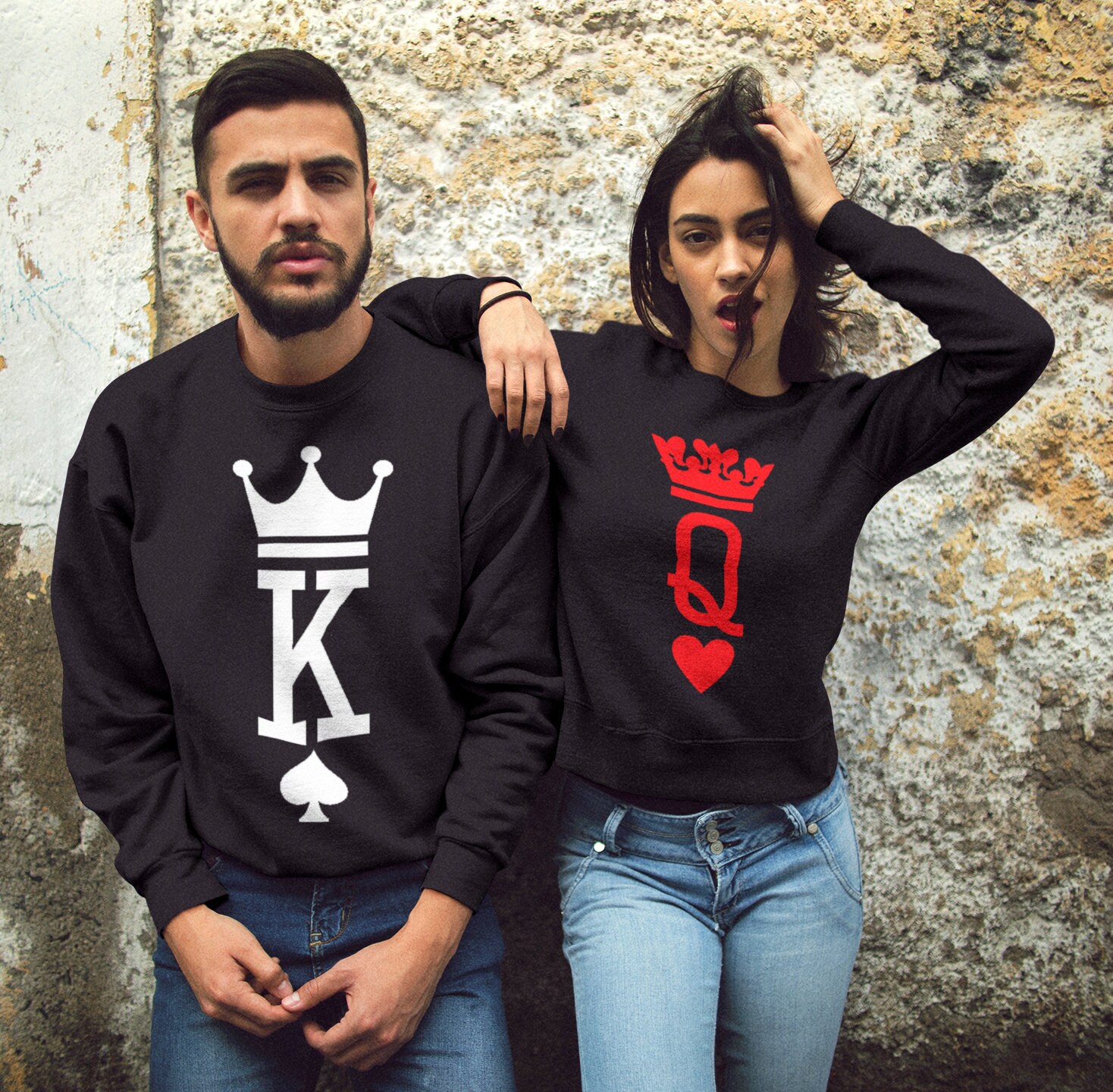 King Queen sudaderas King and Queen Pullover suéteres de Etsy