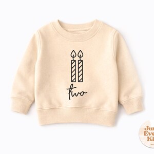 Sudadera de segundo cumpleaños, camiseta de cumpleaños para niño pequeño, sudadera de segundo cumpleaños, sudadera de cuello redondo de cumpleaños para niño de dos años, camiseta de segundo cumpleaños Natural