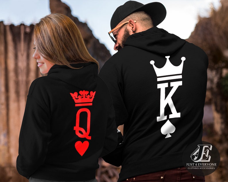 King and Queen King Queen Hoodies Couple Hoodies King Queen Etsy