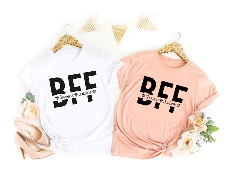 Camisas de mejores amigos, camisa personalizada para mejor amigo, camisas BFF con nombre personalizado, camisas de mejor amigo a juego para 3, mejores amigos para siempre imagen 3