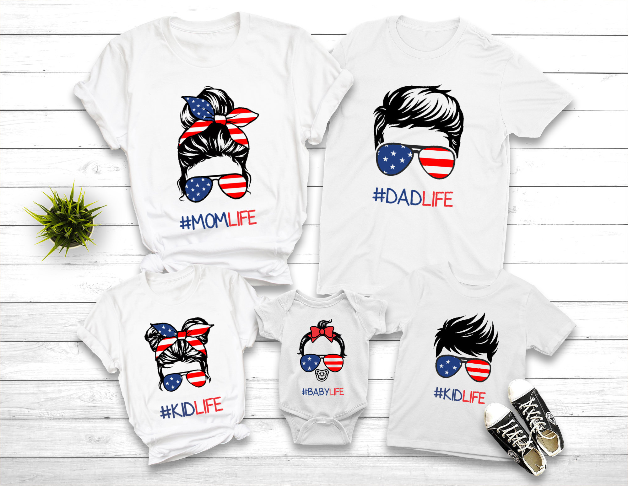 American Family Shirts Mom Dad Baby 4th 