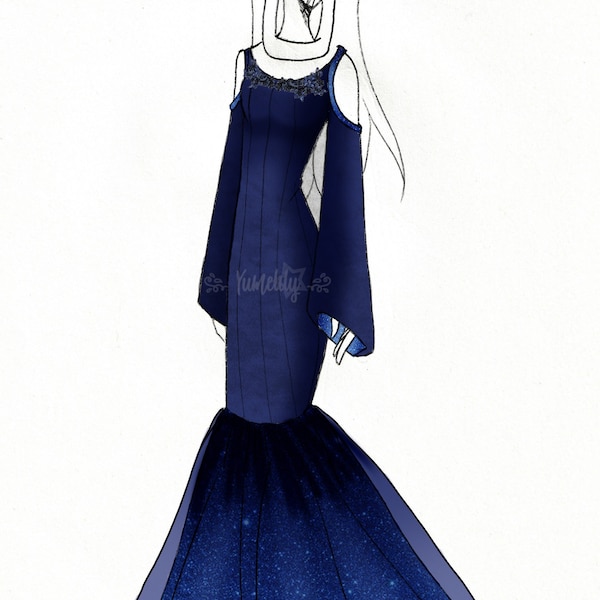 FAIT SUR COMMANDE Blue Diamond Steven Universe cosplay costume sirène robe paillettes