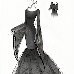 Original Morticia Addams Dress Etsy UK