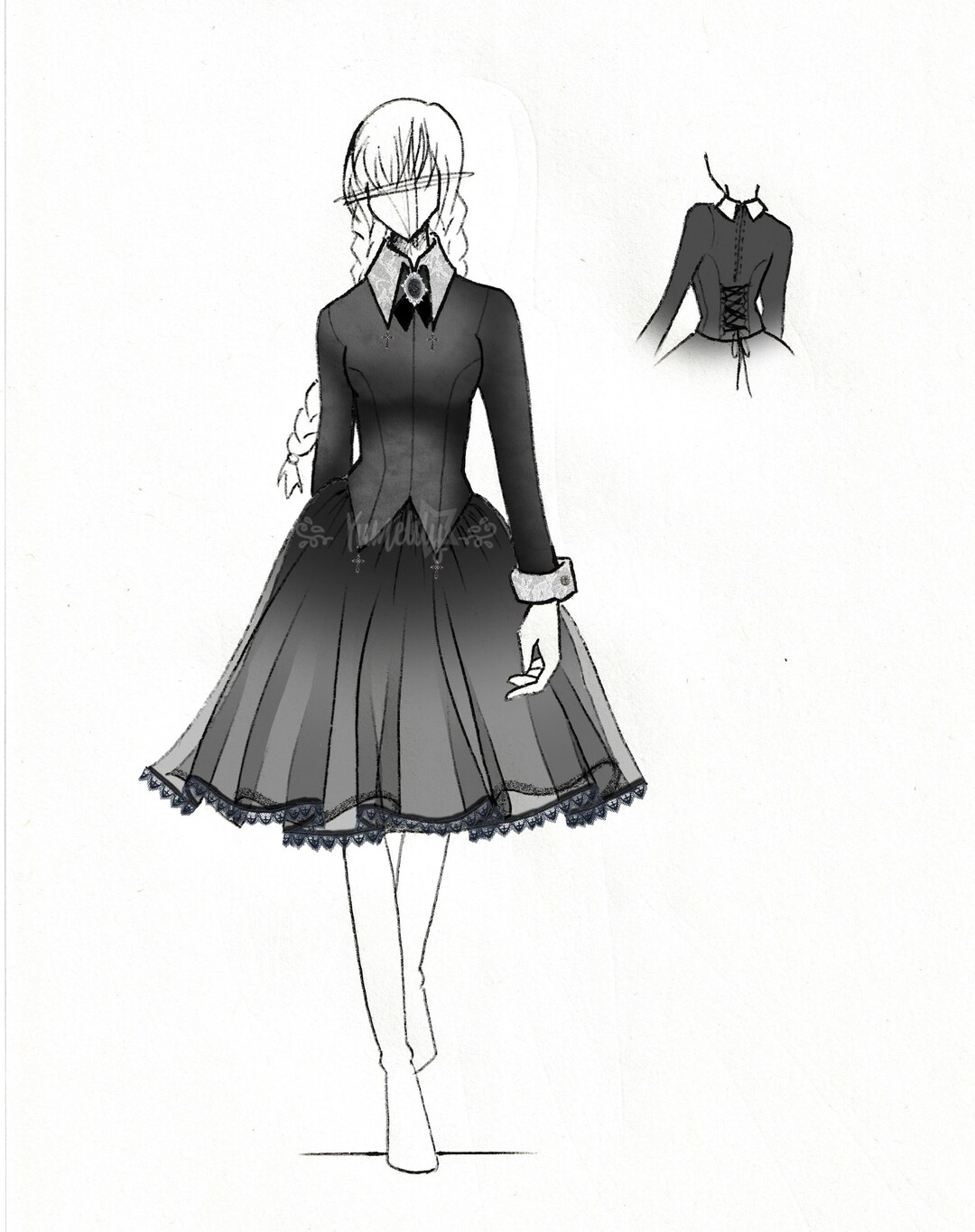 Wednesday Addams Gothic Lolita Horror Cosplay Costume Dress Original ...