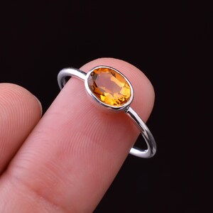 Handmade Oval Citrine Ring: 925 Sterling Silver, November Birthstone