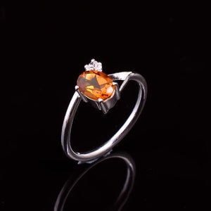 Natural Citrine Ring With Zircon, 925 Solid Sterling Silver Ring, Engagement Ring, Gift Ring, Silver Ring, Handmade Ring,November Birthstone