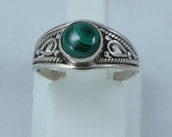 Promise Ring--925 Solid Sterling Silver Ring--Natural Malachite Ring--Engagement Ring--Handmade Jewelry--- Wedding Gift-- Gift For Her