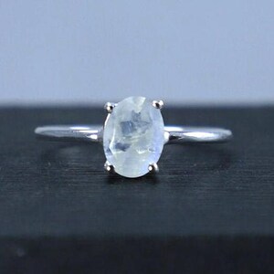 Oval Moonstone Ring: 925 Sterling Silver, Handmade
