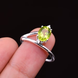 Natürlicher Peridot Ring, 925 Sterling Silber Ring, Ehering, Geschenk für Ring, Silberring, handgemachter Ring, echter Peridot Birthstone Ring