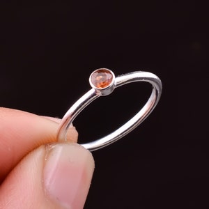 Orange Sapphire Ring: Ethnic Style 925 Sterling Silver, Handmade