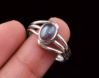 Natural Blue Fire Labradorite Ring, Sterling Silver Ring, Flashy Labradorite Ring, Gemstone Silver Ring, Bohemian Ring, Labradorite Jewelry.