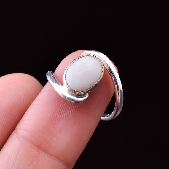 Australian Opal Ring: Handmade 925 Sterling Silver, Ethnic Style