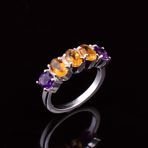 Amethyst and Citrine 925 Sterling Silver Ring