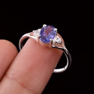 Natural Tanzanite Zircon Oval Shape Ring, Gemstone Ethnic Style Ring, Handmade Jewelry, Sterling Silver Ring For Women & Girls Gift For Her