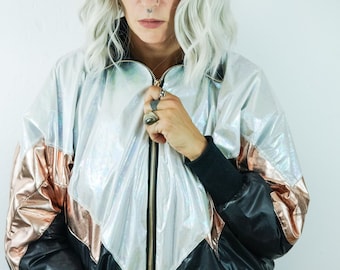 jacket, windbreaker, jacket 80's inspired, unique disco style, rave party, festival clothing, festival jacket