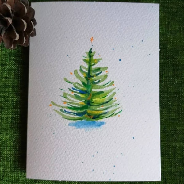 Unique Xmas Cards - Trees Hand Painted from Devon