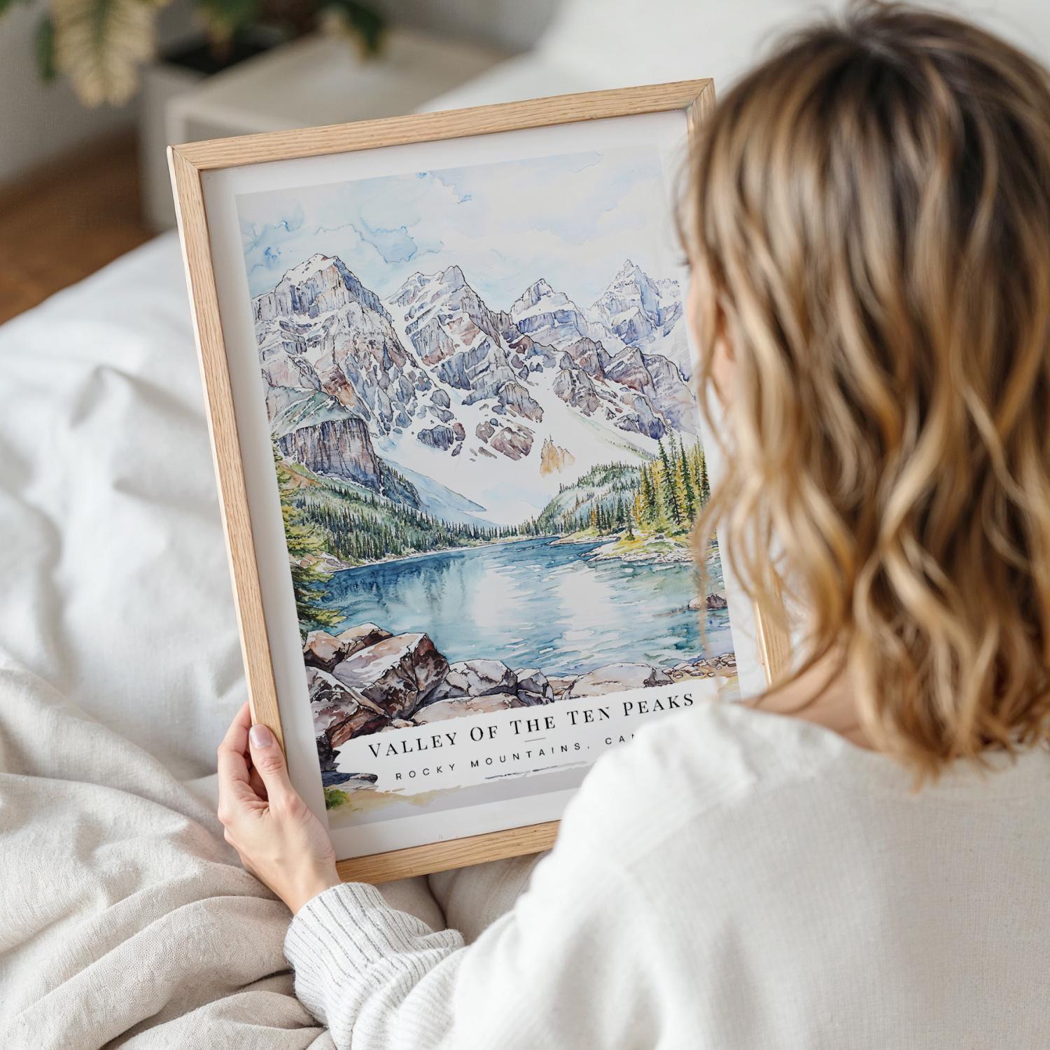 Valley of the Ten Peaks Watercolor Art Print - Banff National Park