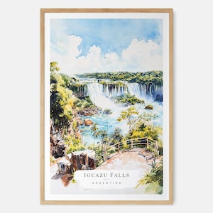 Iguazu Falls Watercolor Print, Argentina Wall Art, Travel Decor, Nature Art, South America Gift, Waterfall Poster, Gift for Travelers