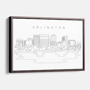 Arlington VA Canvas Art Print - Arlington Wall Art with Skyline One Line Drawing - Arlington Virginia Wall Decor Gift for New Home Owners