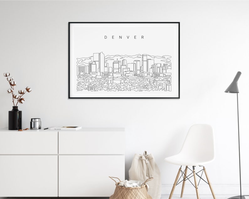 Denver Skyline Wall Art - Denver City Art Print - Denver Colorado Poster with One Line Drawing - Denver Wall Decor Moving Gift image 3