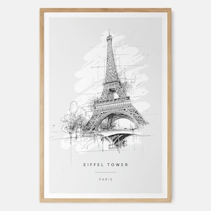 Paris Frankreich Kunstdruck Eiffelturm Bleistift Zeichnung - Reise Geschenk - Toller Umzug oder neues Zuhause Geschenk
